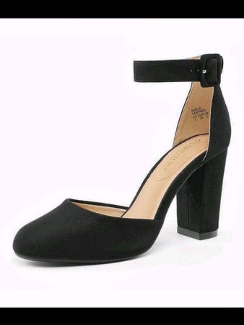 Allegra K Women's Ankle Strap Chunky Heel D'Orsay Pumps Black US 6